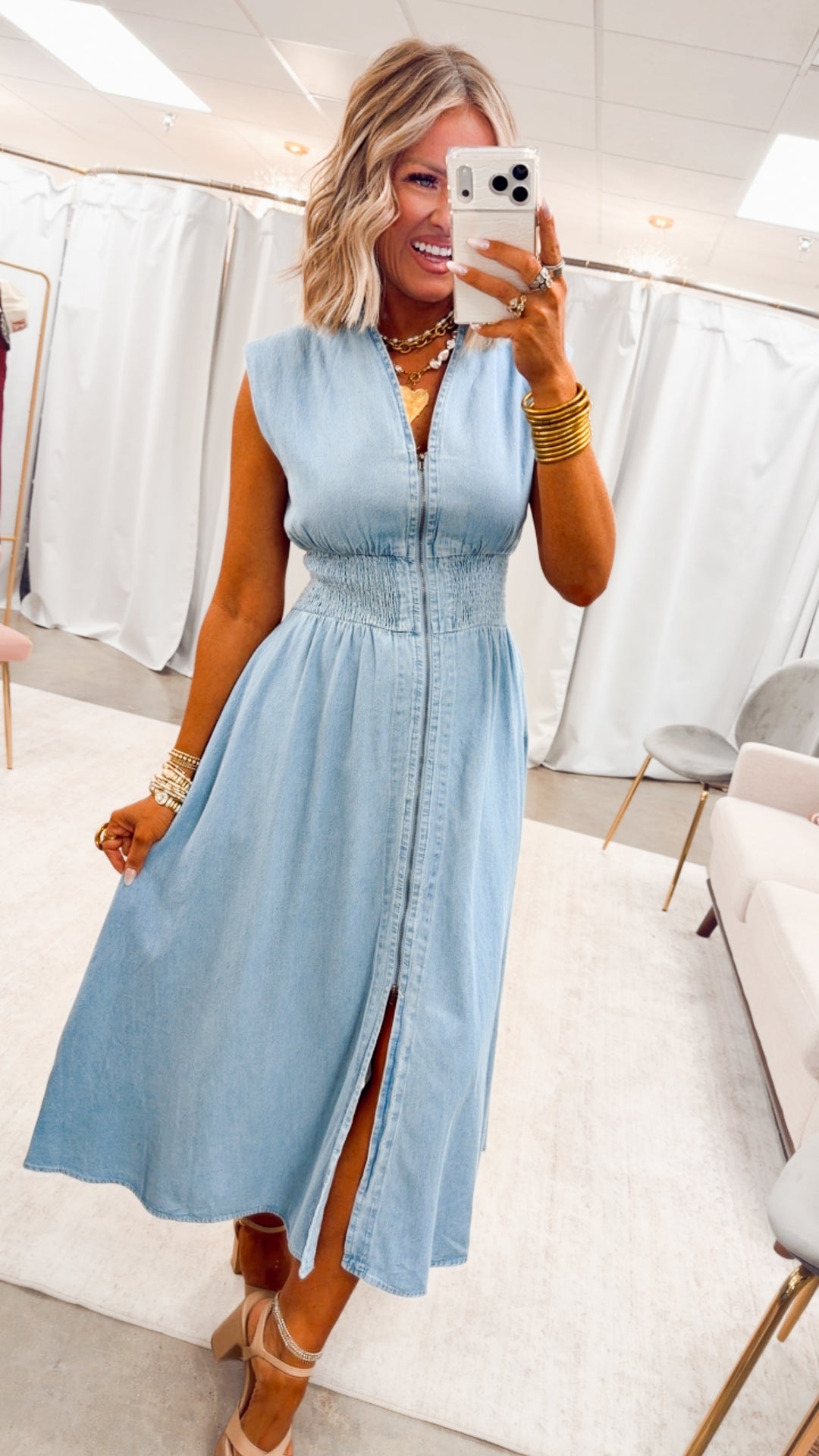 Knox Denim Midi Dress - Light Wash