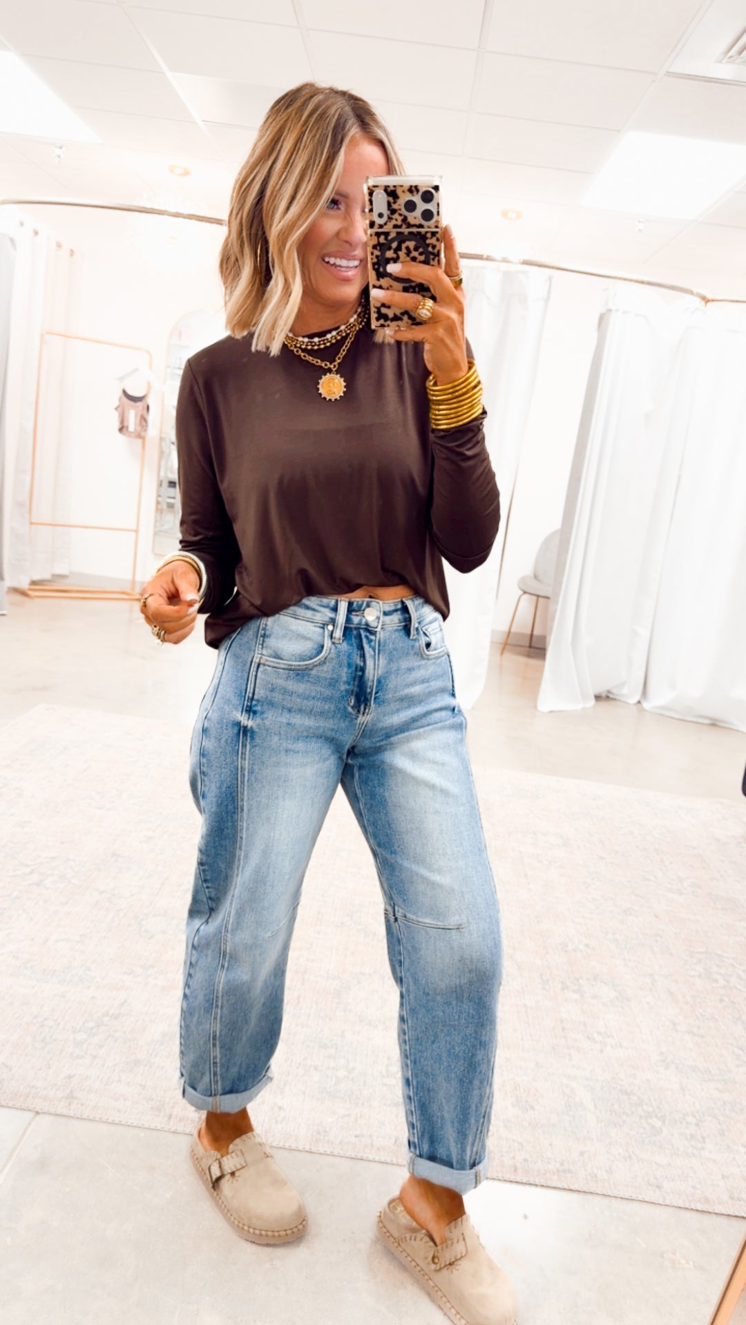 Vale Essential Long Sleeve Top-Espresso