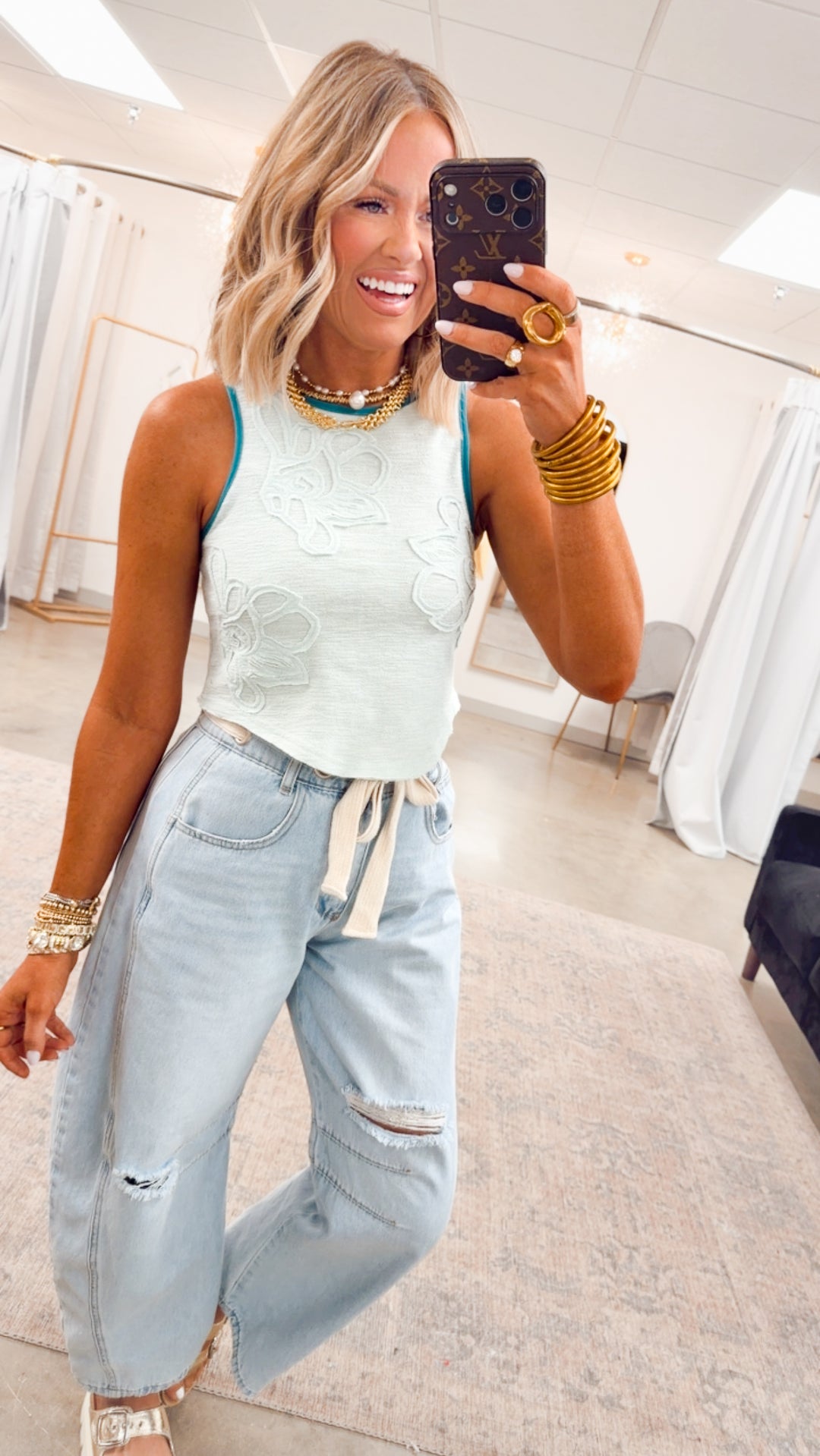 Sweet Stitch Tank-Pale Mint