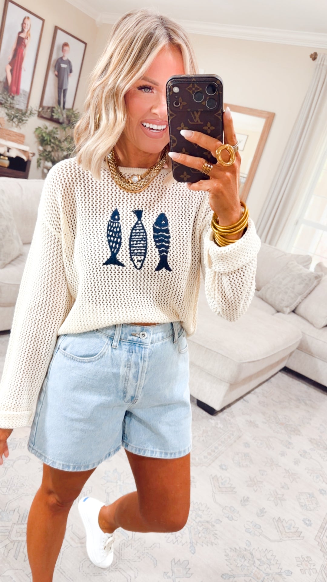 Fish Trio Mesh Sweater