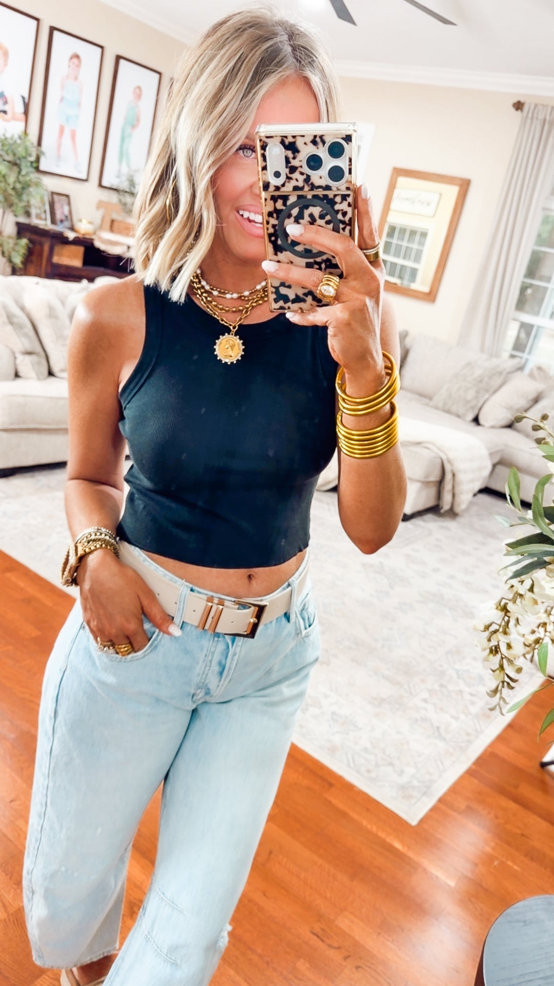 Black Classic Charm High Neck Tank
