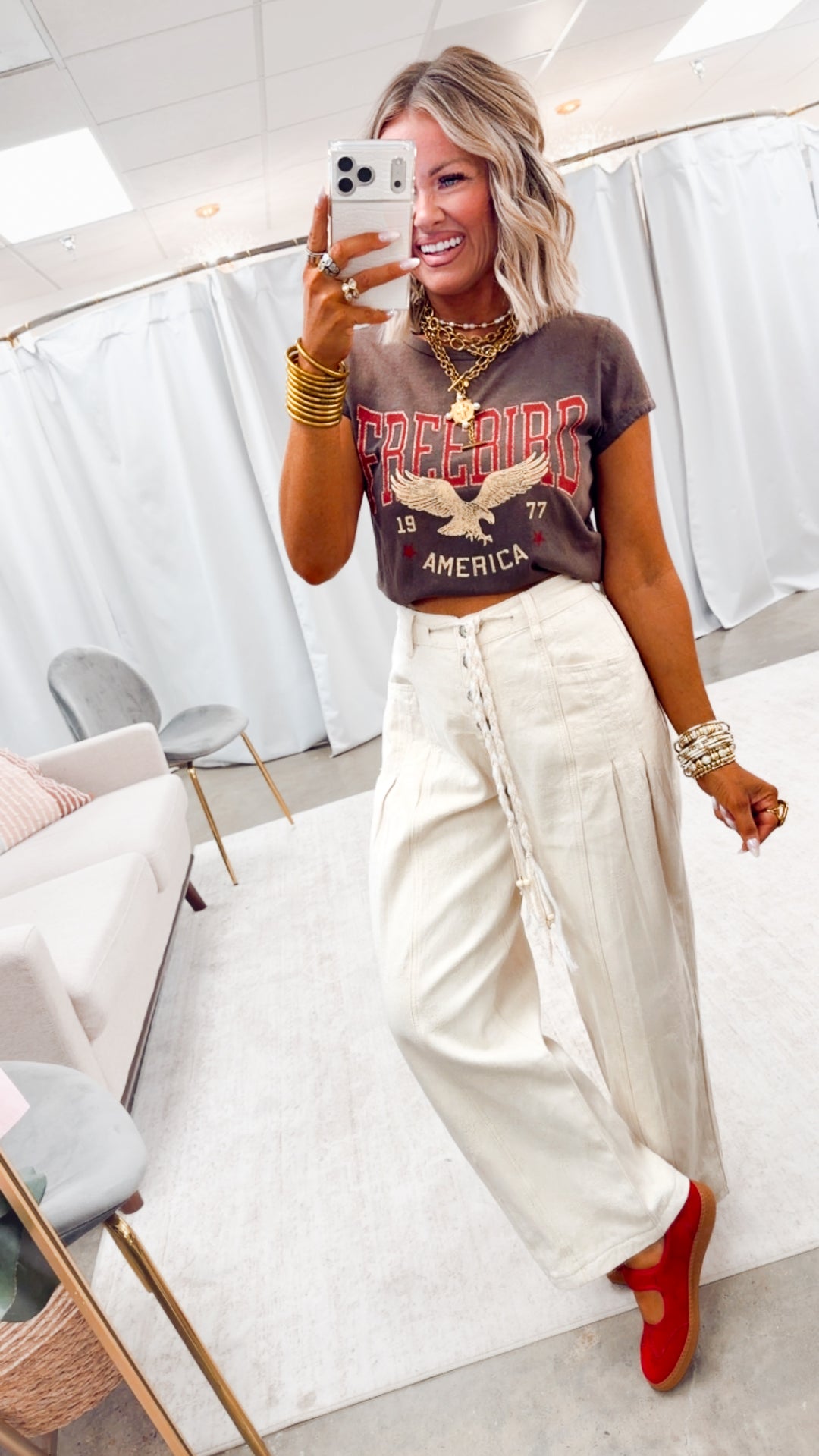 Free Bird America 1977 Crop Tee-Espresso
