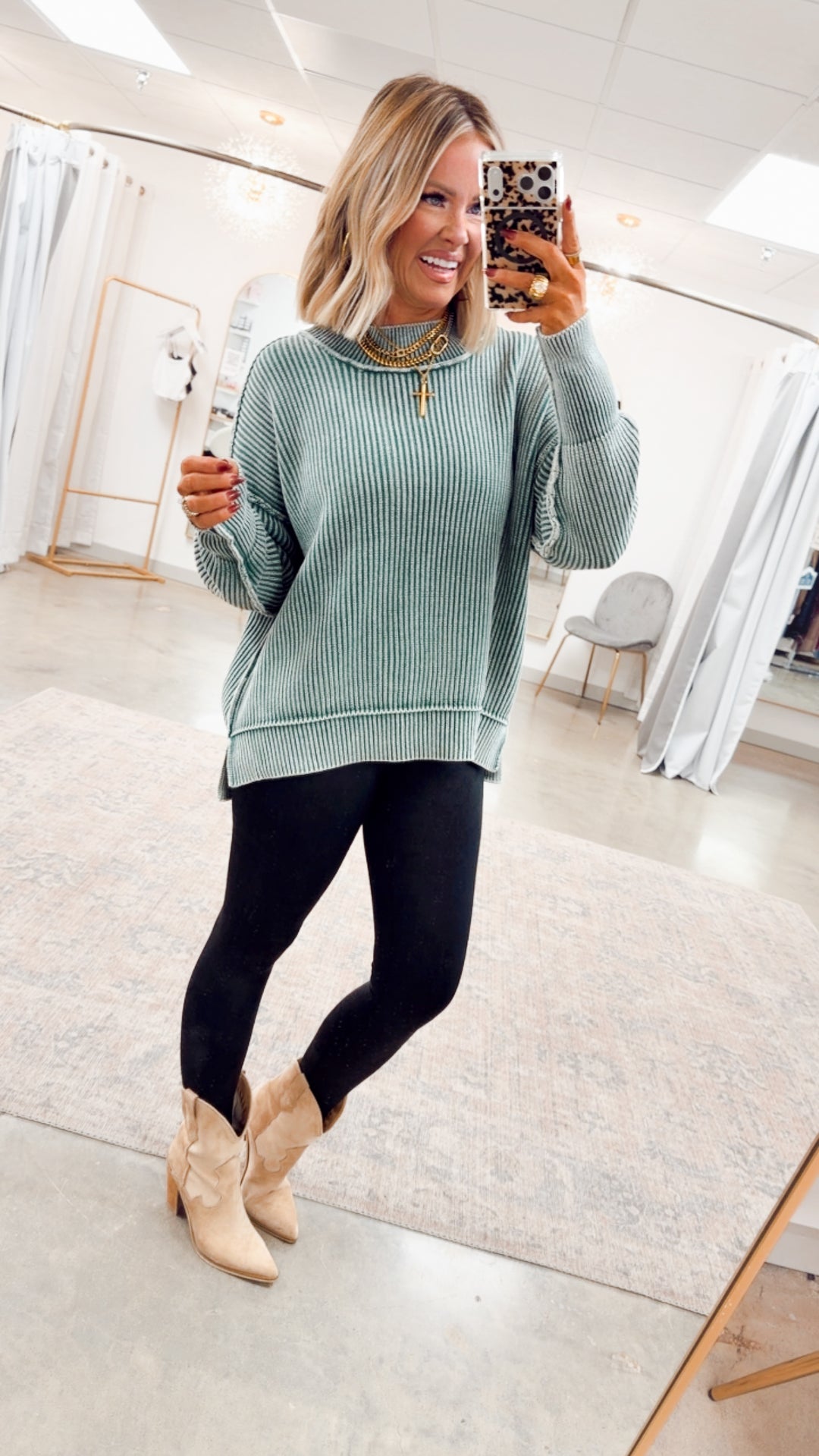 Breezy Cropped Sweater-Hunter Green