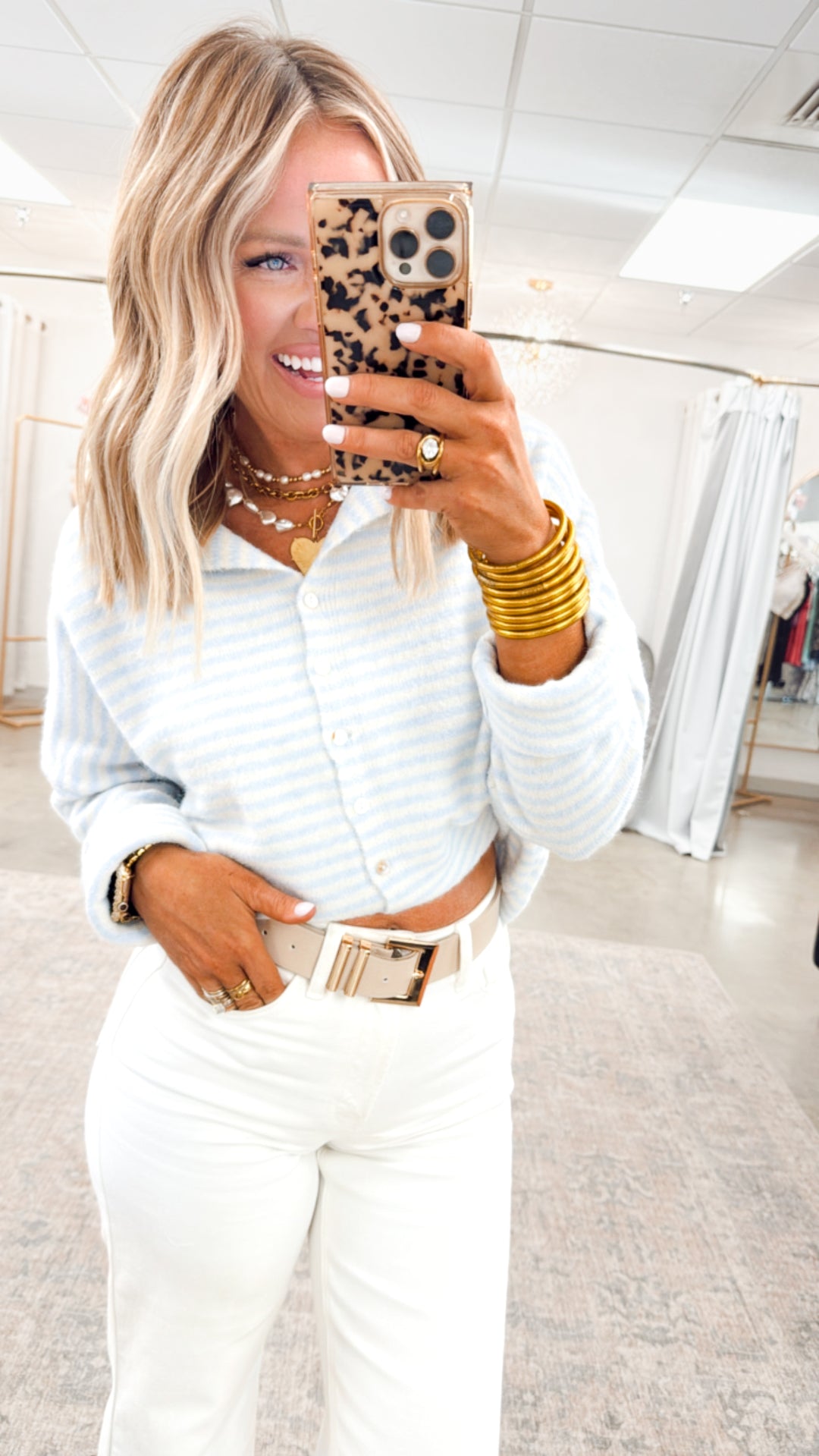 Seaside Stroll Cardigan-Blue Stripe