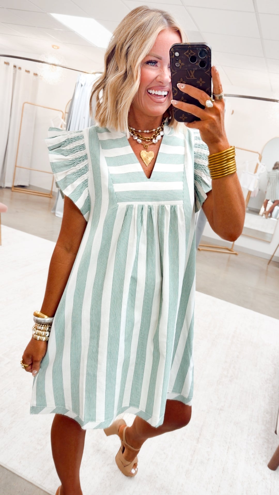 The Sweet Soleil Flutter Dress-Green