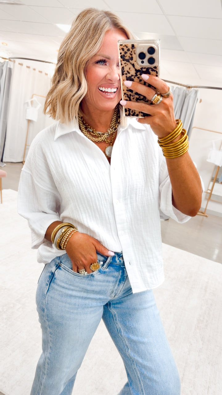 The Lankin Gauze Button Up Top