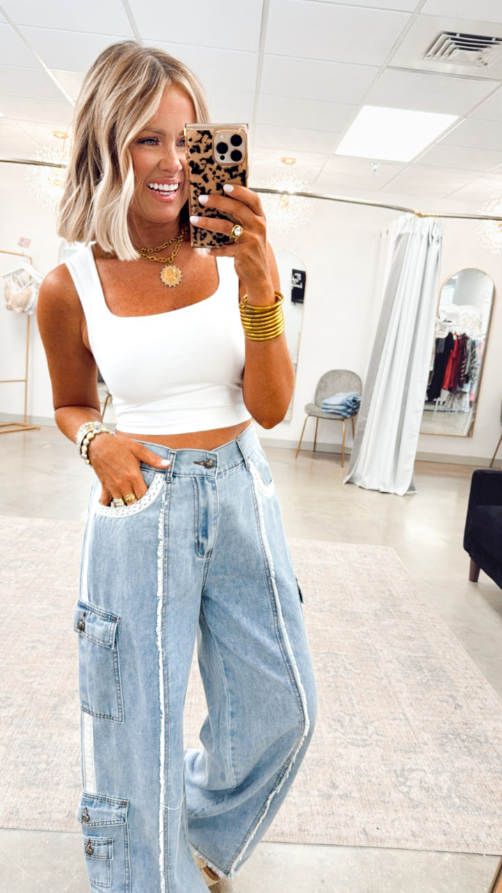 Easy Street Cargo Pants-Denim