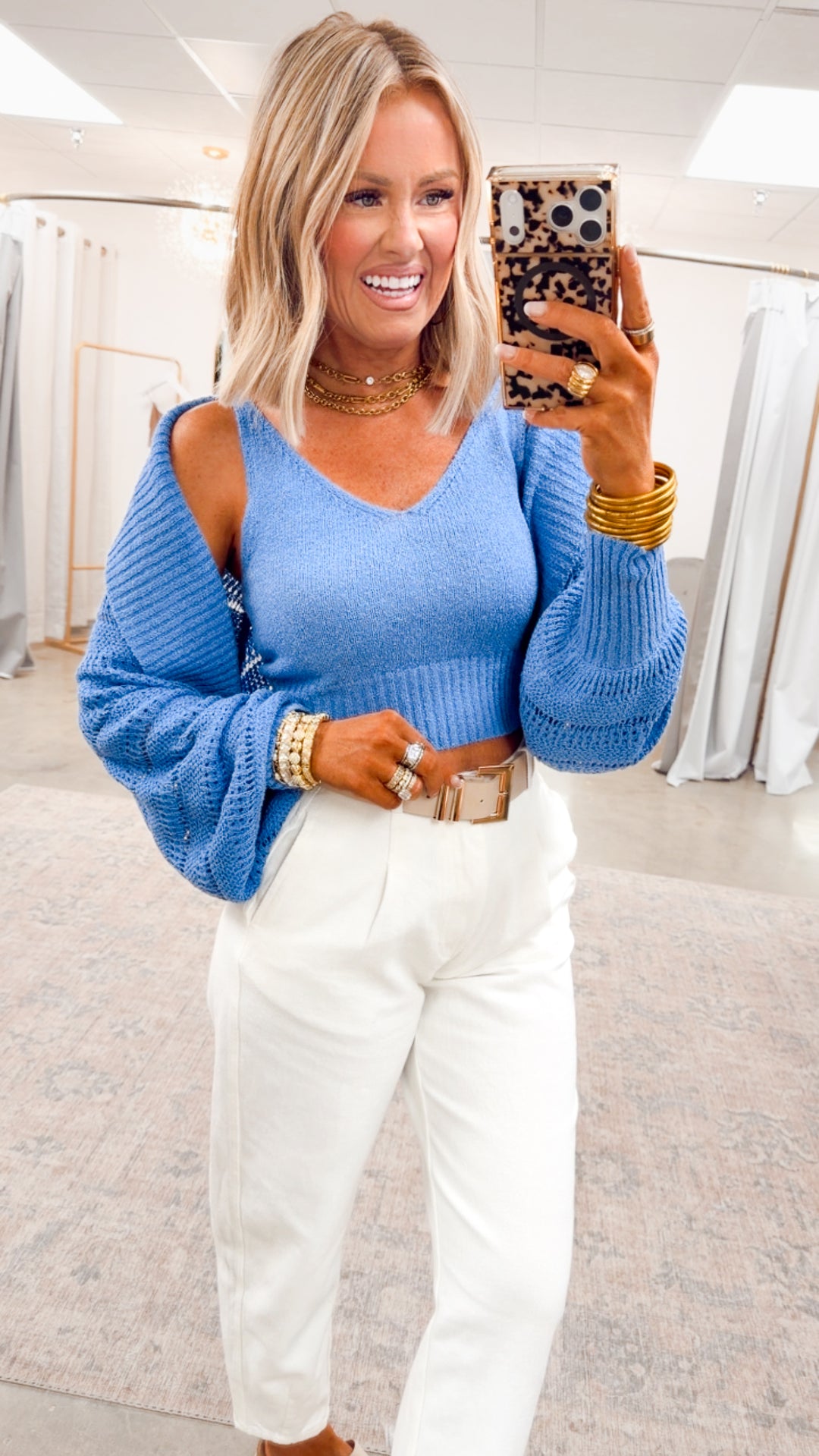 The Seabreeze Top & Cardigan-Chambray