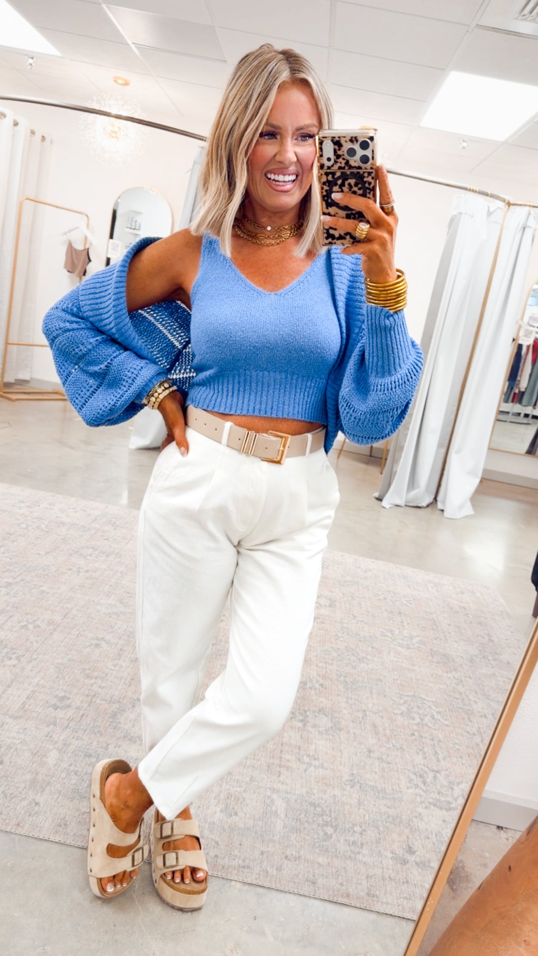 The Seabreeze Top & Cardigan-Chambray