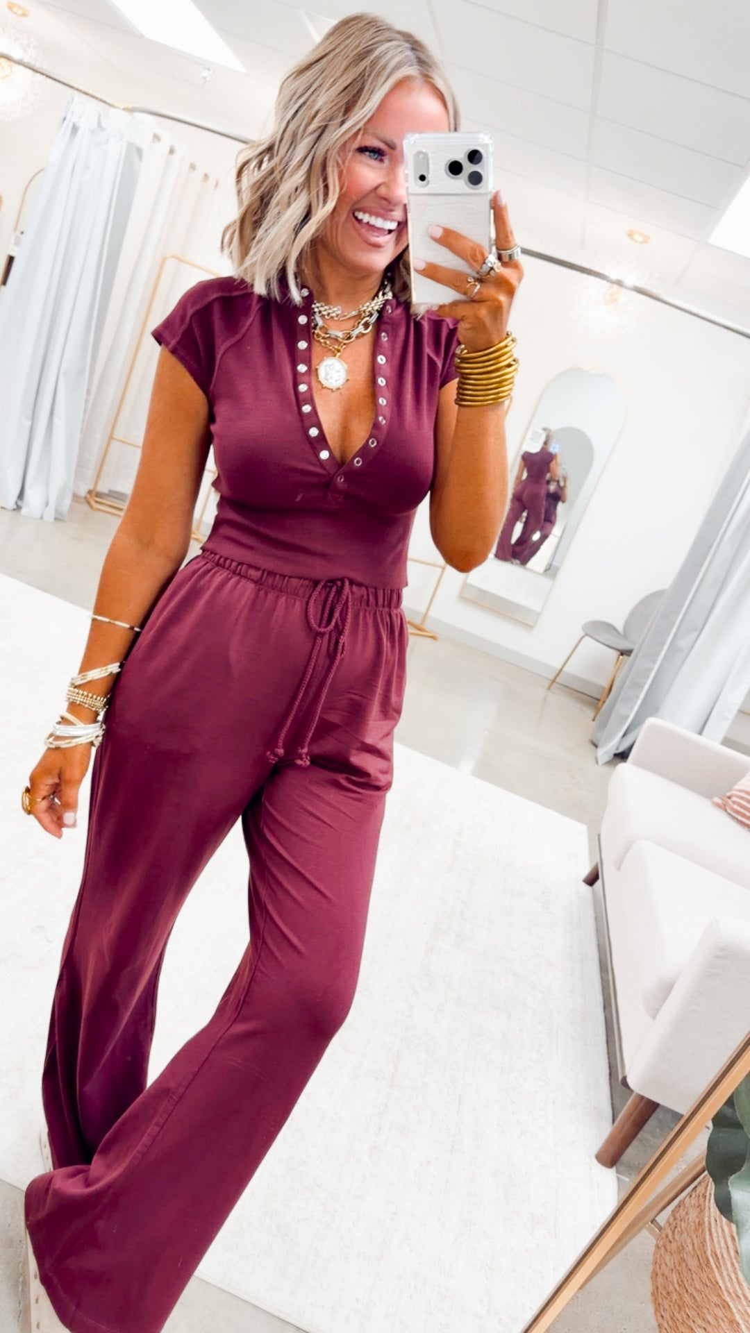 Evie Raglan Top & Pant Set-Wine