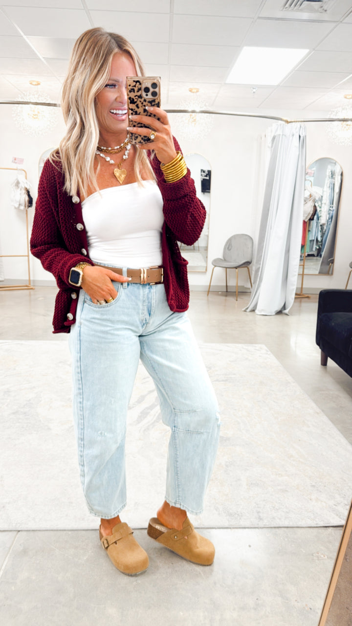 Everloft Sweater Cardigan-Wine