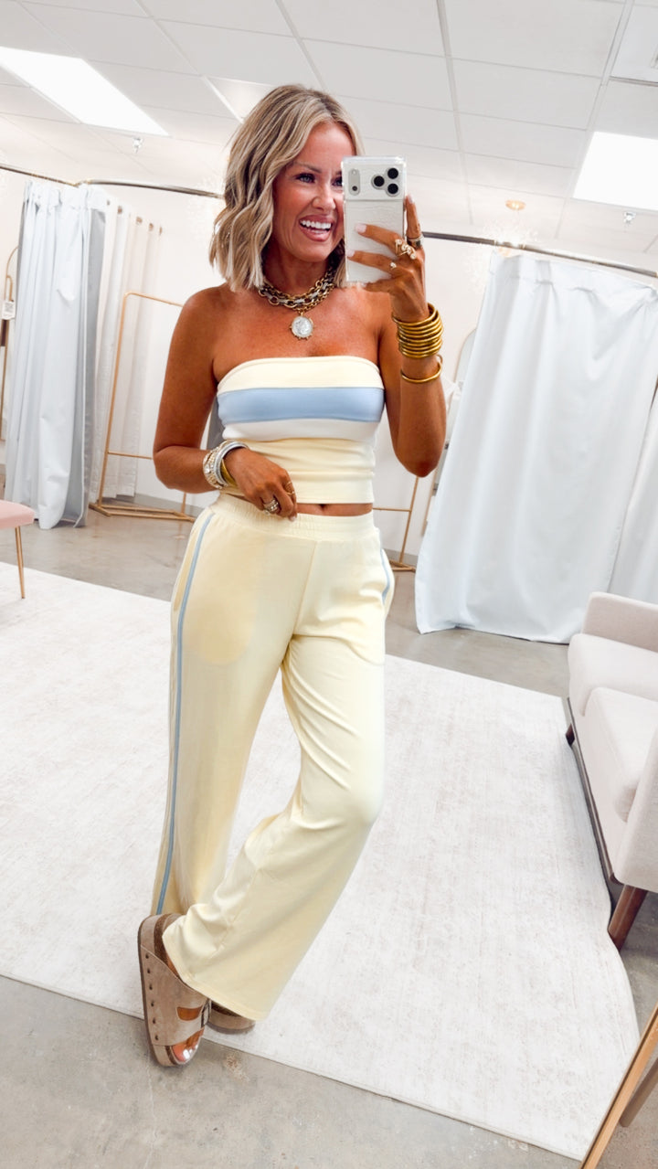 The Ocean Drive Two Piece Set-Butter/Blue