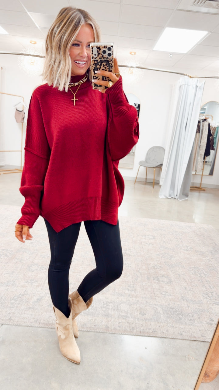Cabernet Chill Mock Neck Sweater