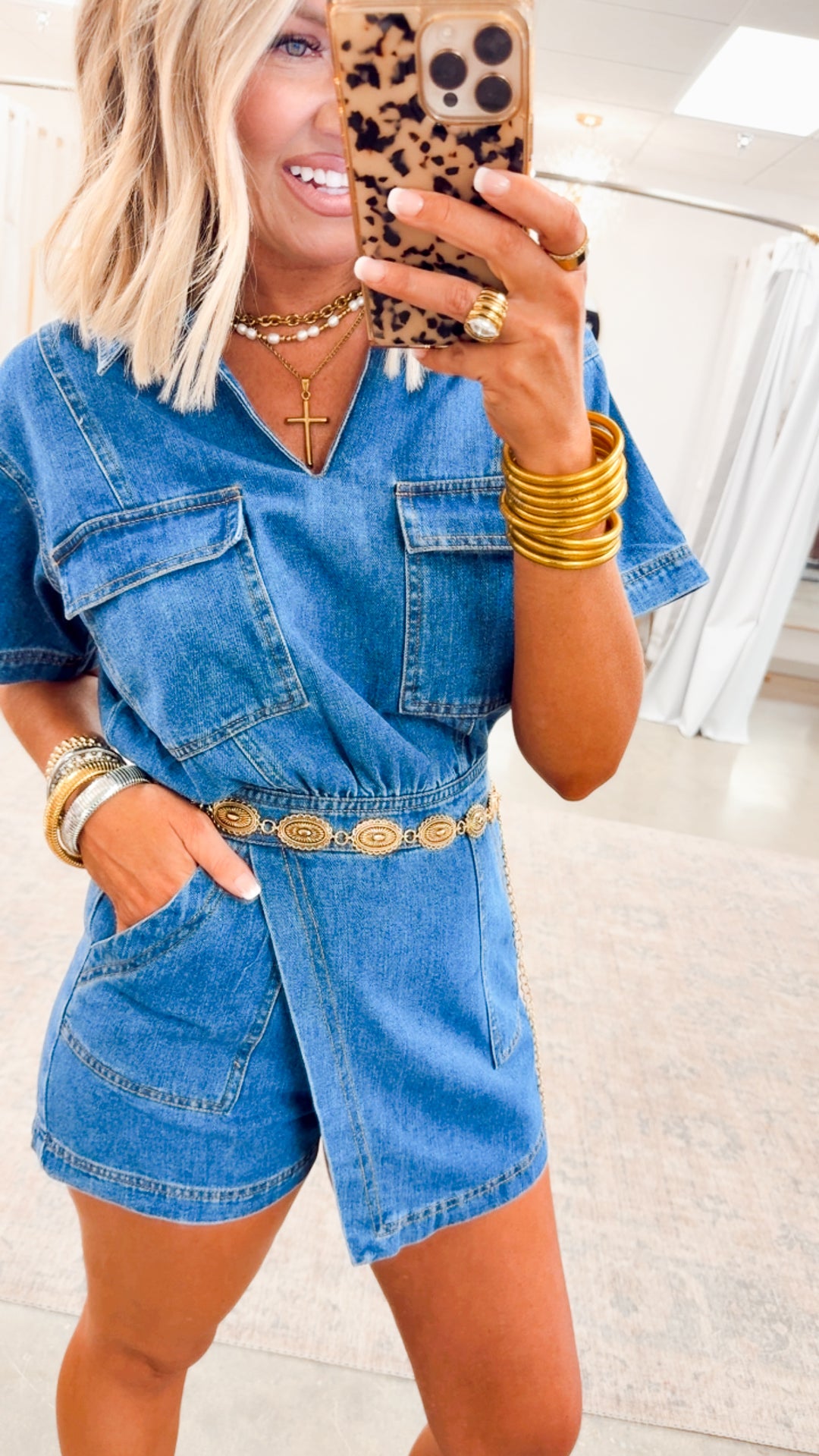 Brixton Wrap Romper-Washed Denim