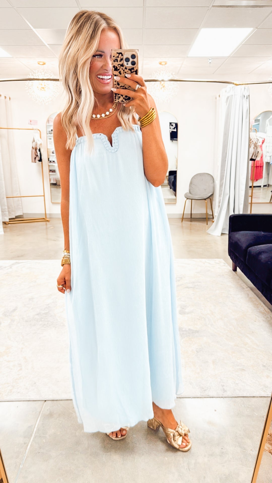 Summer Breeze Midi Dress-Sky