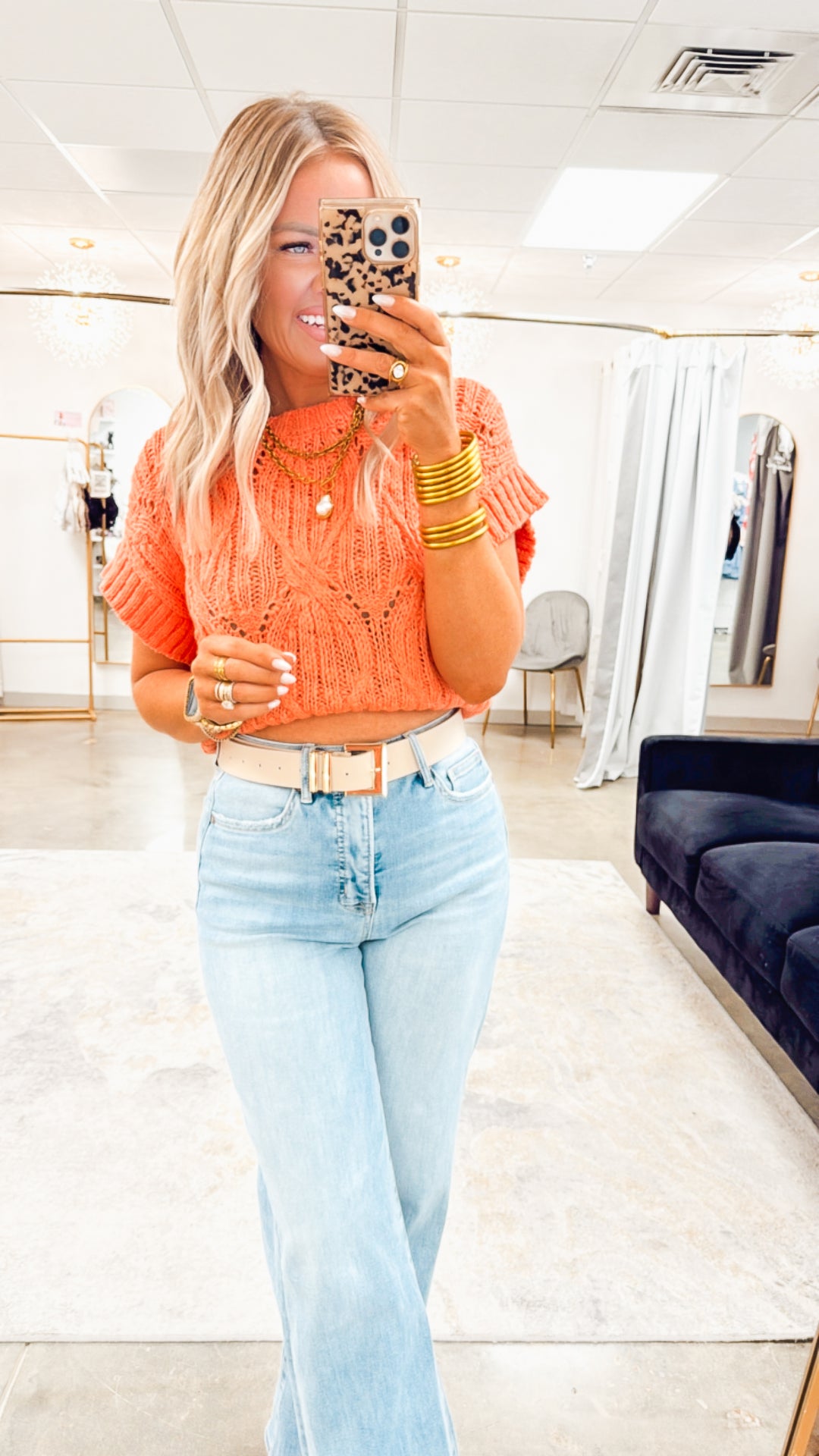 Cable Knit Sweater Top-Smokey Salmon