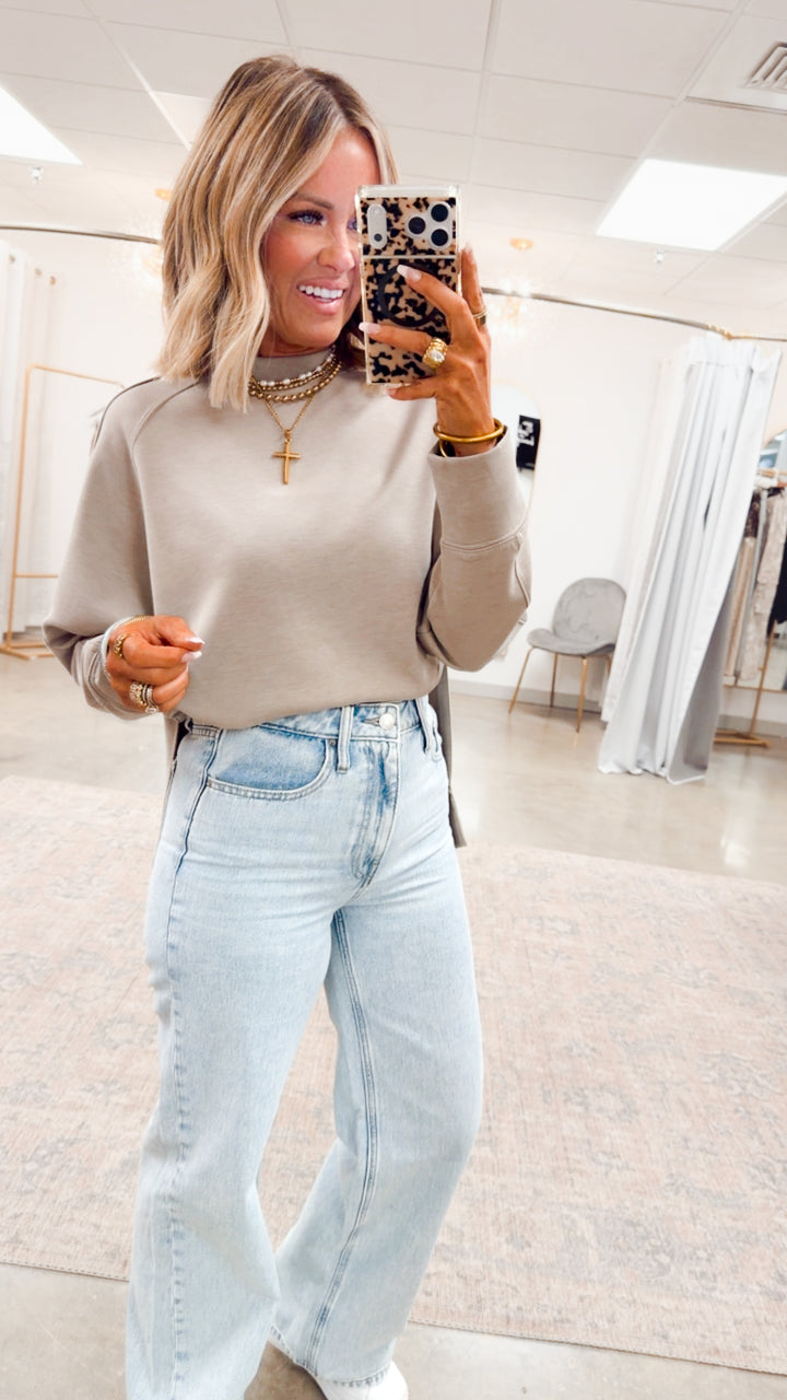 The Split Edge Pullover-Ash Mocha