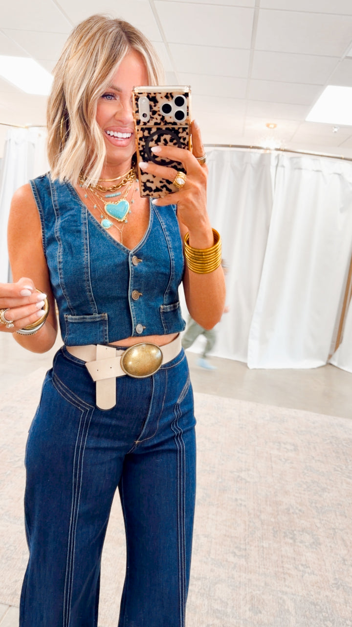 Nash Denim Vest-Dark Denim