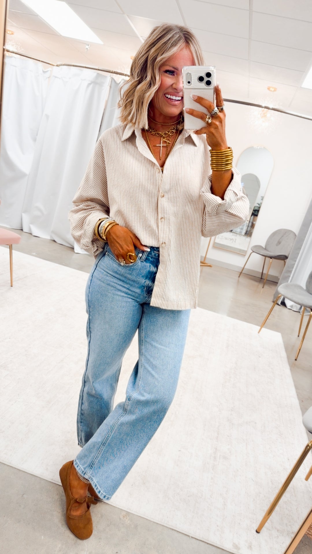 Dockside Button Down Shirt-Taupe