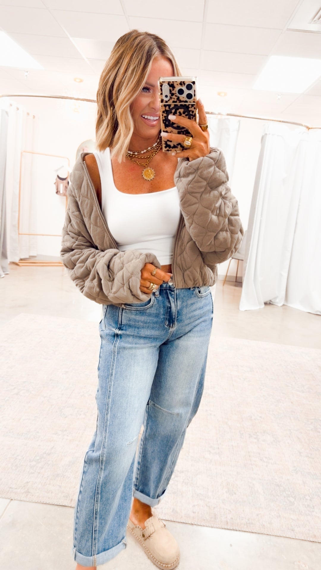 Naomi Quilted Bomber Jacket-Dk Taupe