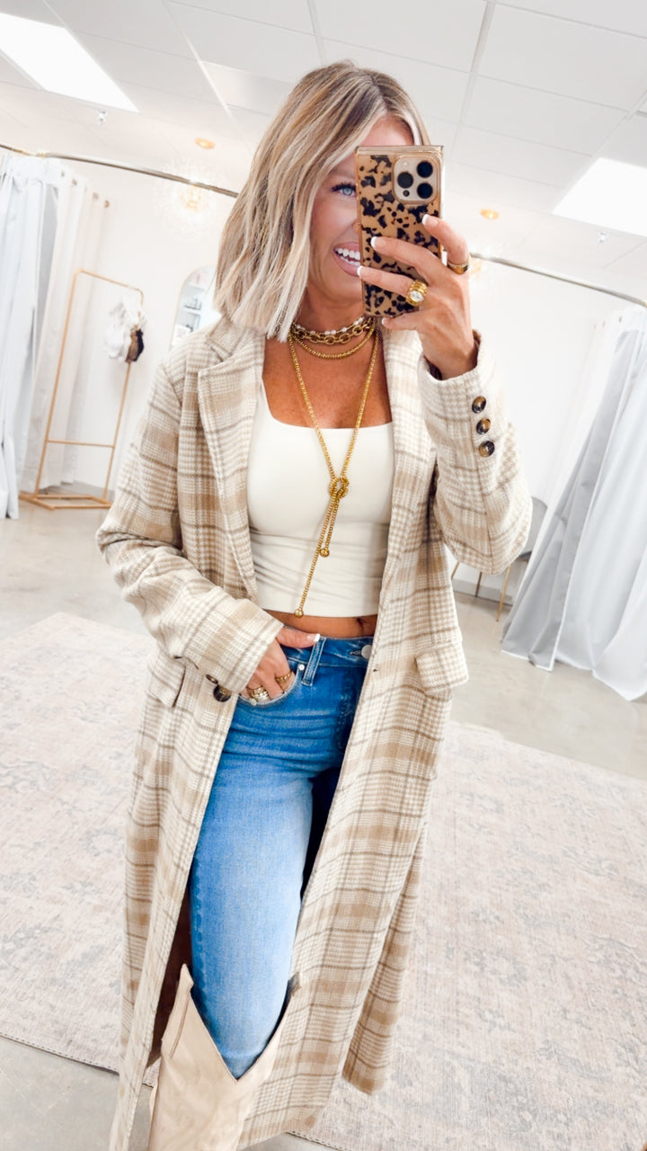 Plaid Lined Peacoat