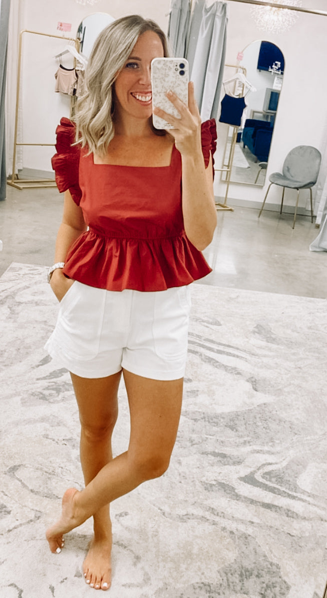 Sweet Ruffle Square Neck Top