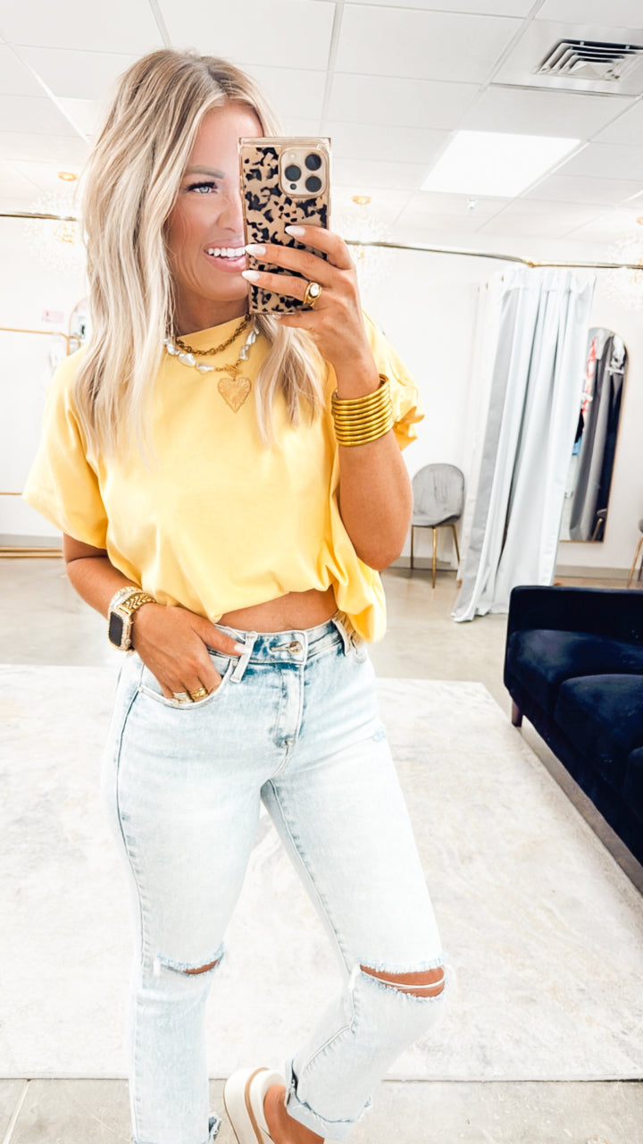 Waverly Bubble Hem Blouse-Lemon