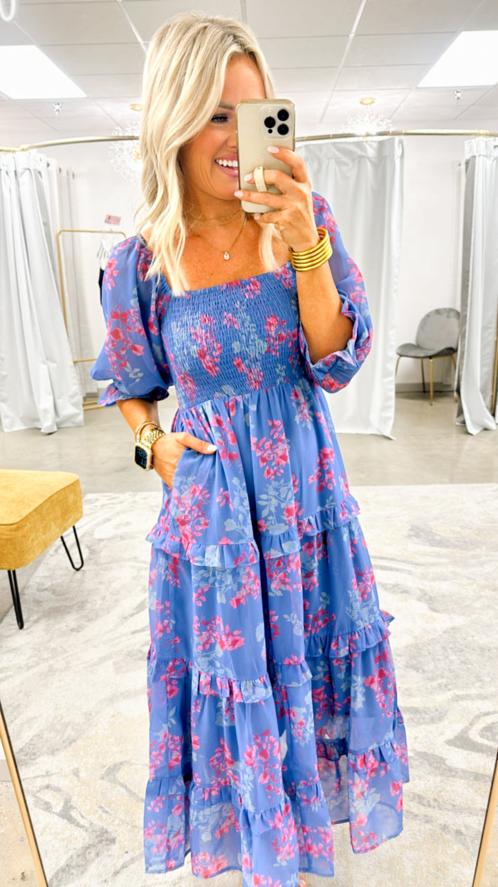 Garden Floral Chiffon Maxi Dress