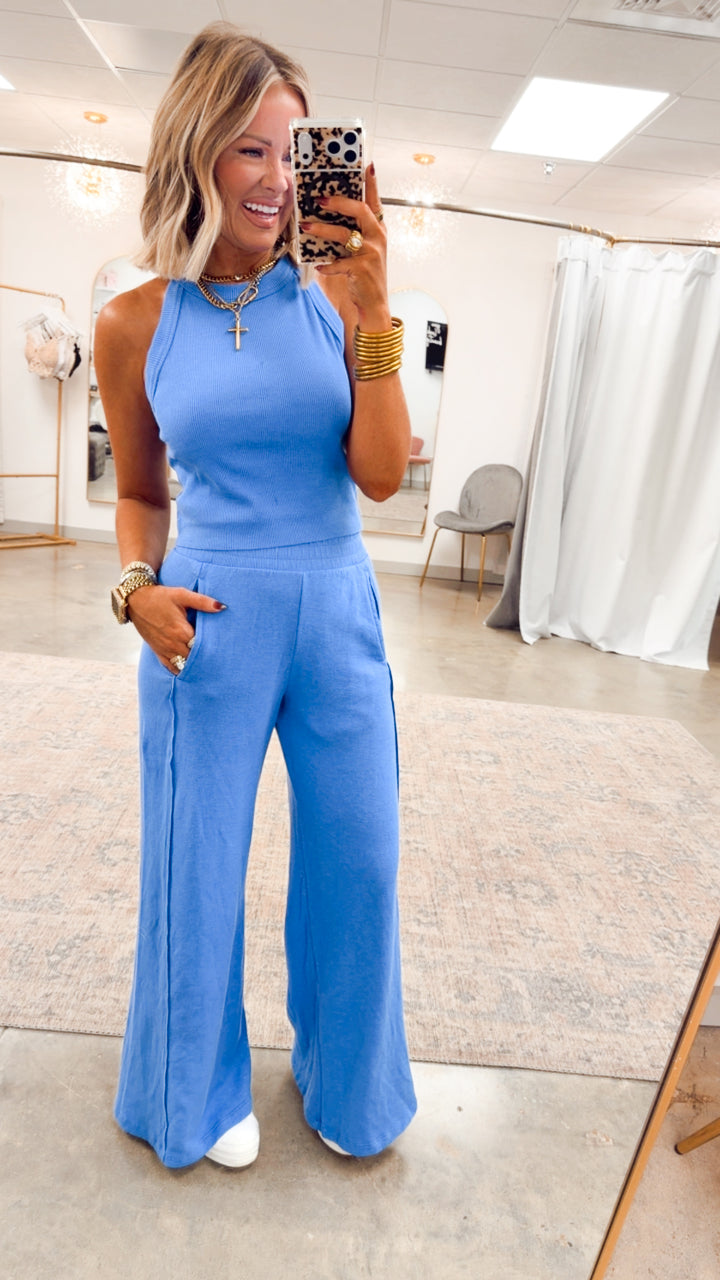 Harlow Halter Neck Crop Top & Pants Set-Vintage