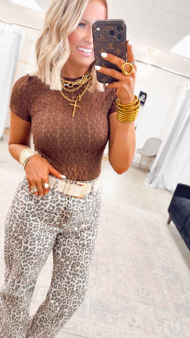 The Lace Drift Top-Chocolate