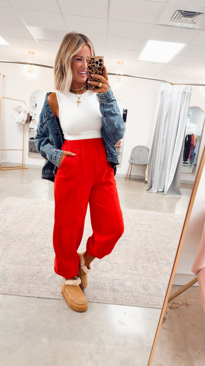 Easy Breeze Jogger Pants-Red