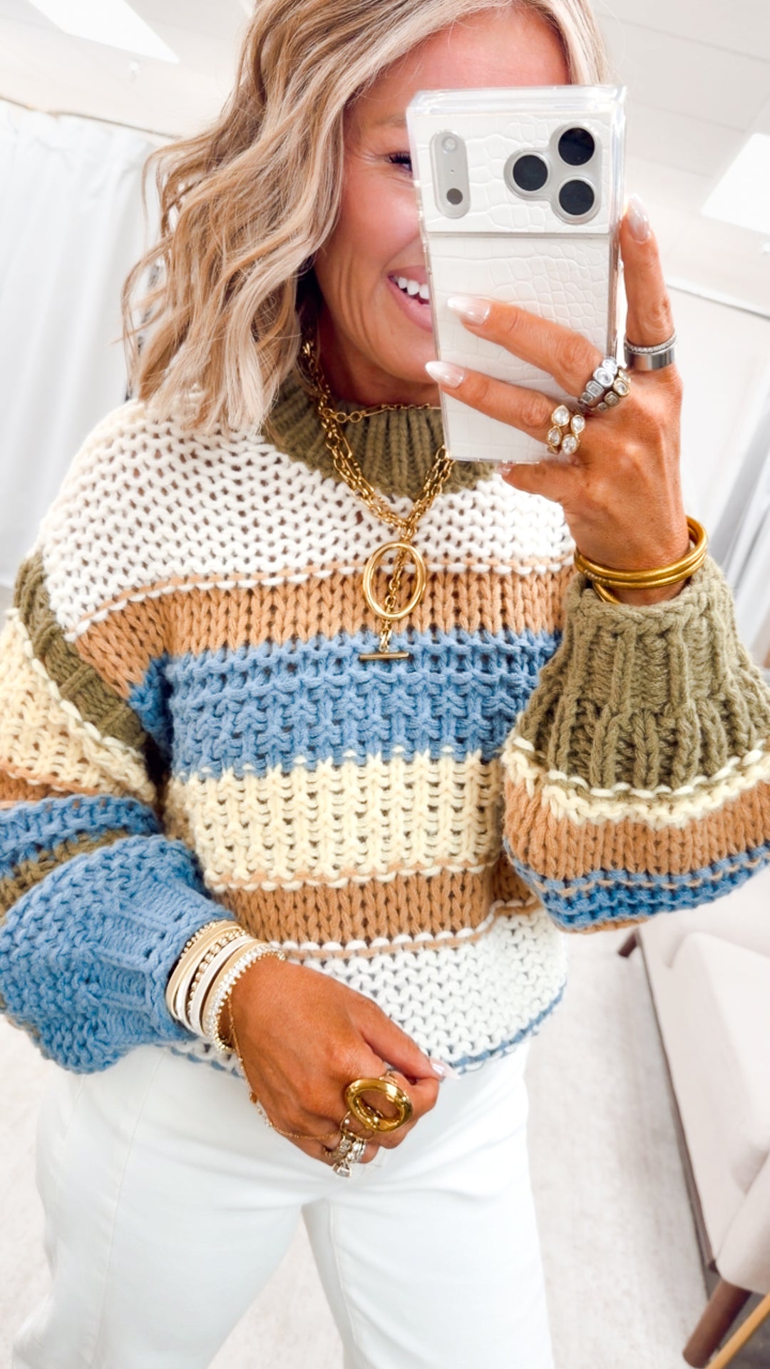 Honey & Hues Sweater-Denim/Yellow