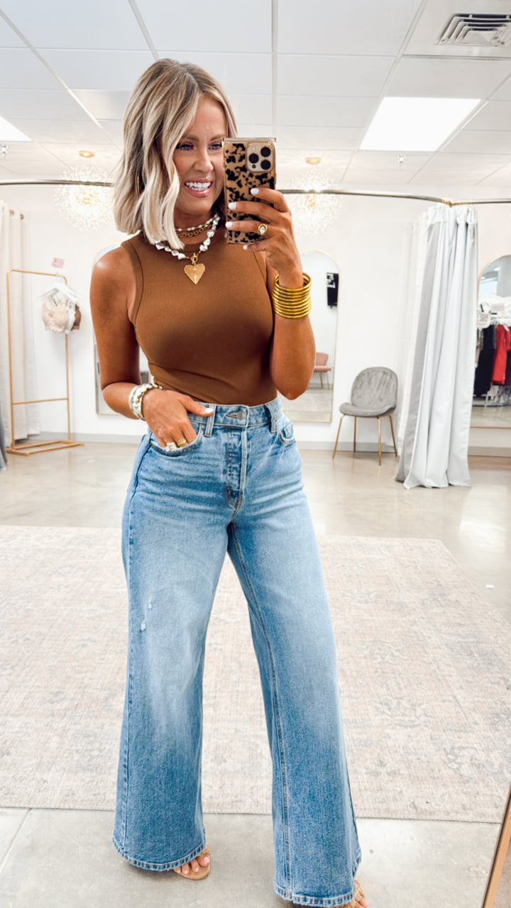 Cozy Slate Bodysuit-Brown