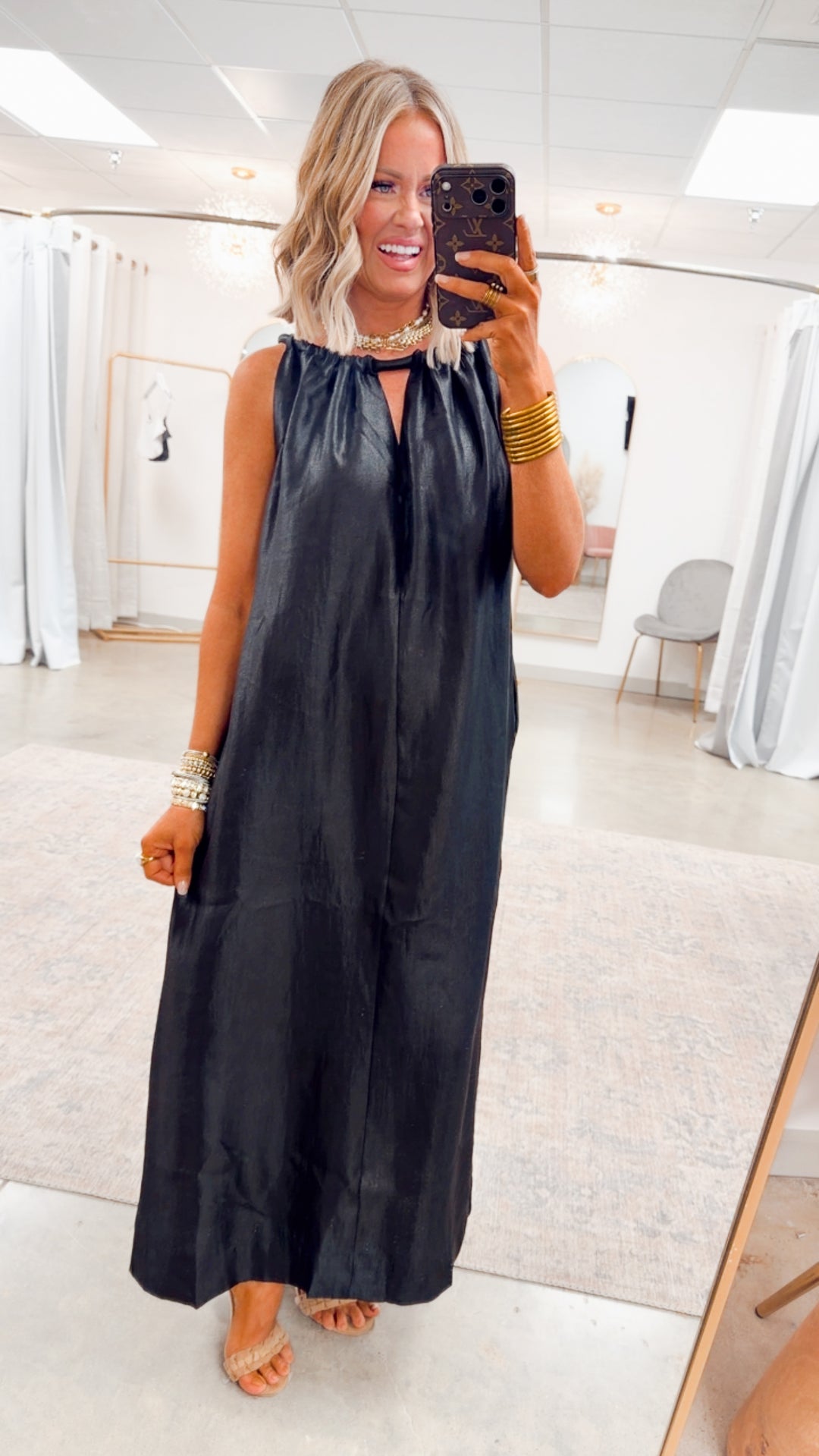Halter Tie Back Dress-Black