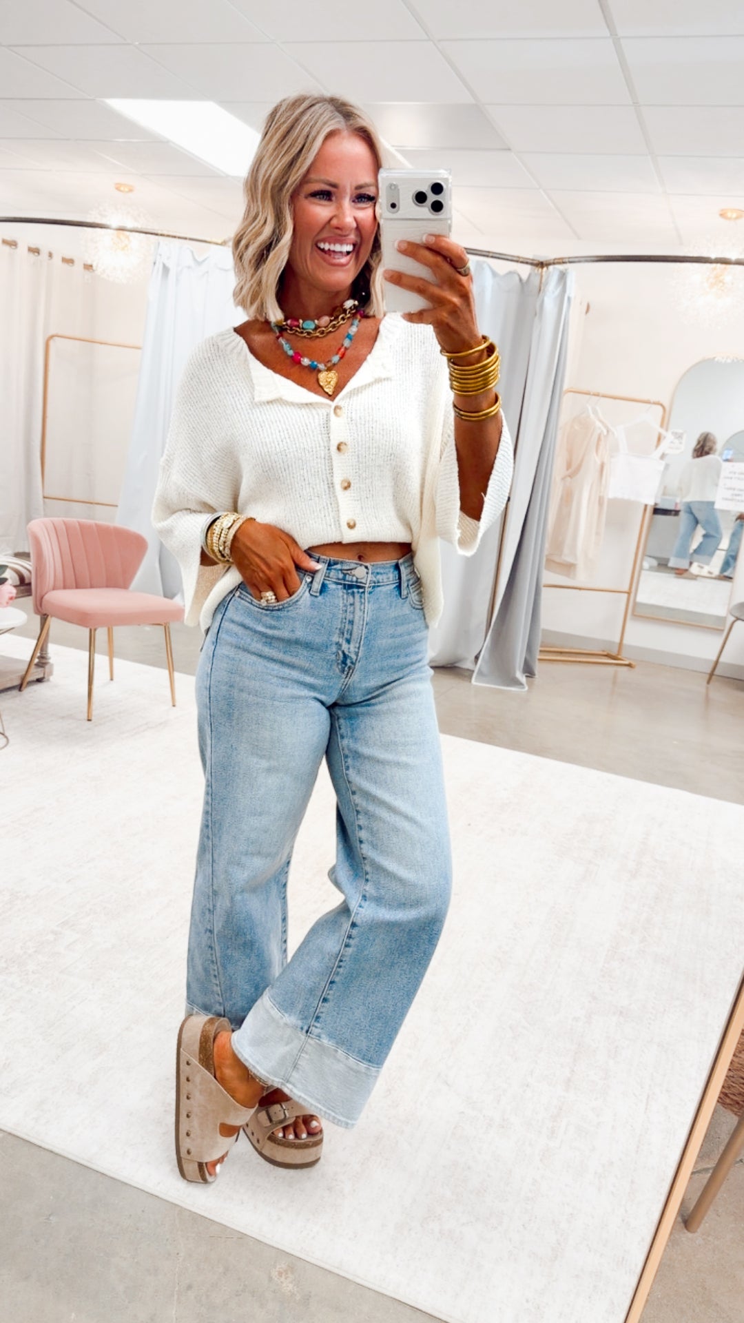 The Brandi Button Down Cardigan-Ivory