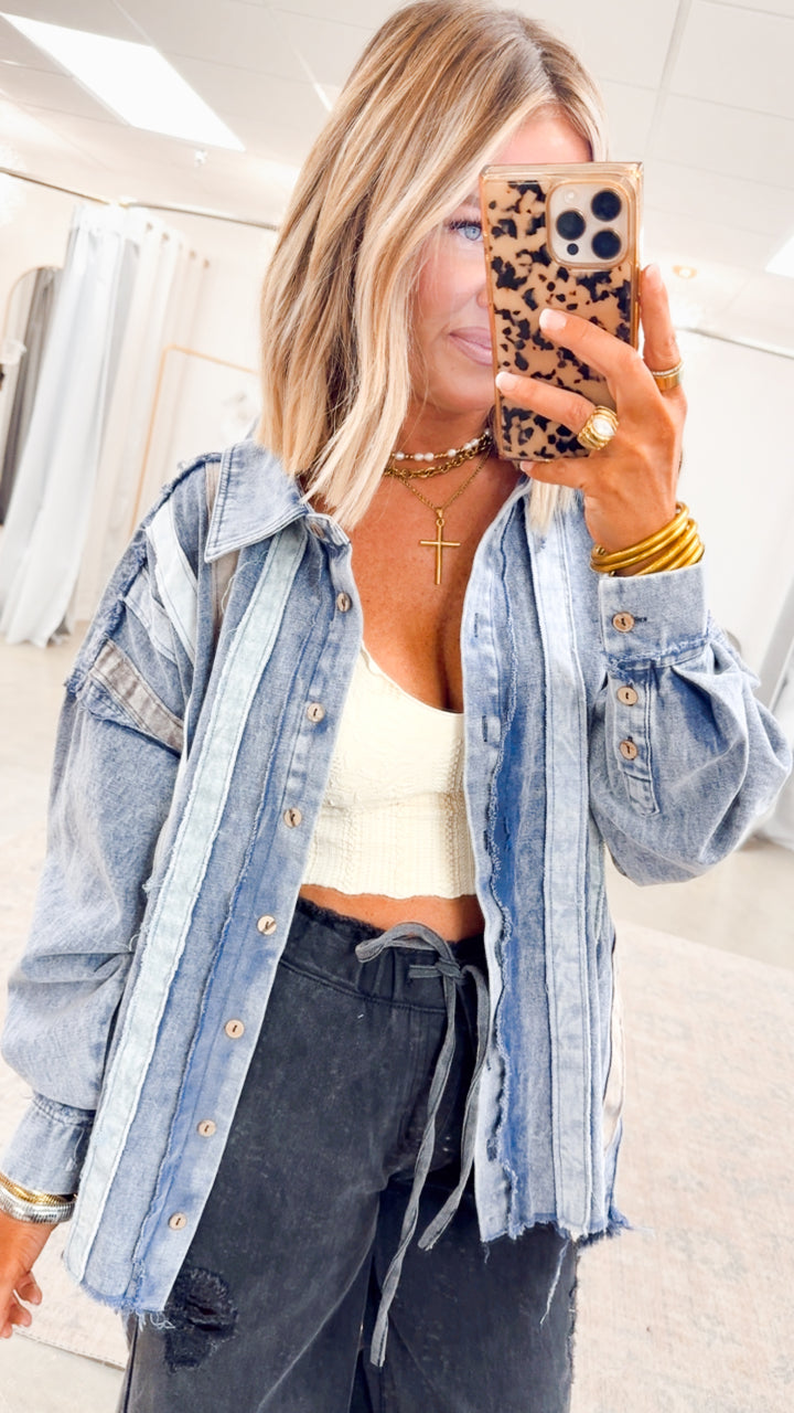 Denim Patchwork Shacket