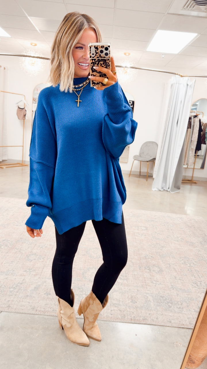 Classic Blue Chill Mock Neck Sweater