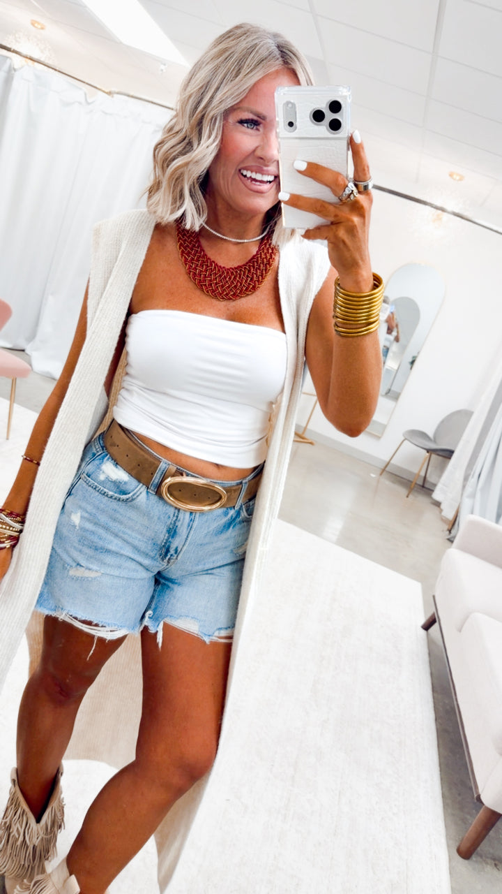 Long Sweater Vest Cardigan-Champagne