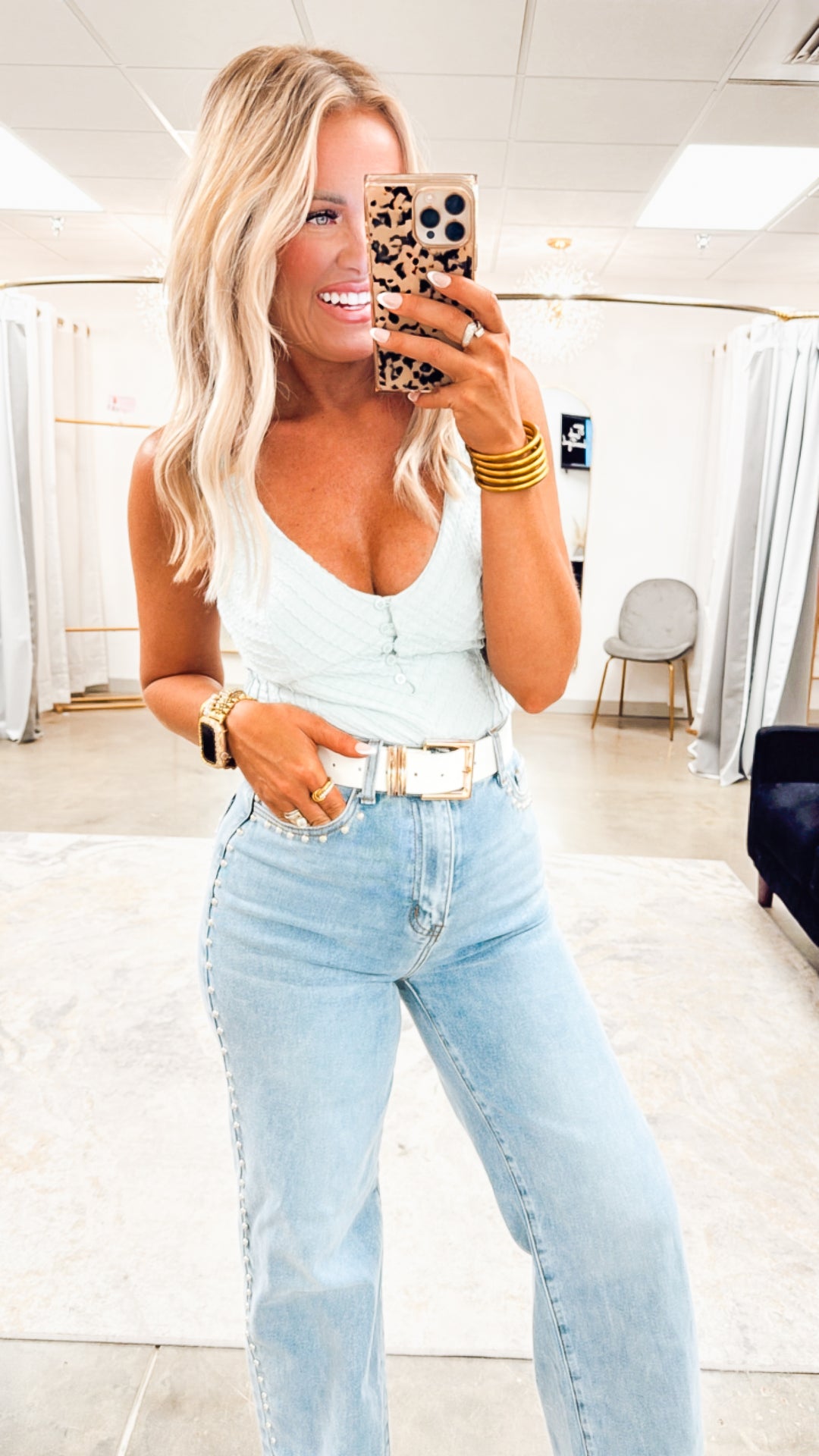 Gia V-Neck Bodysuit-Aqua Mint