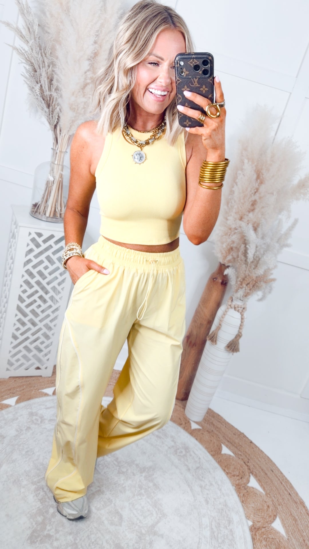 The Curve Appeal Track Pants-Yellow Glow