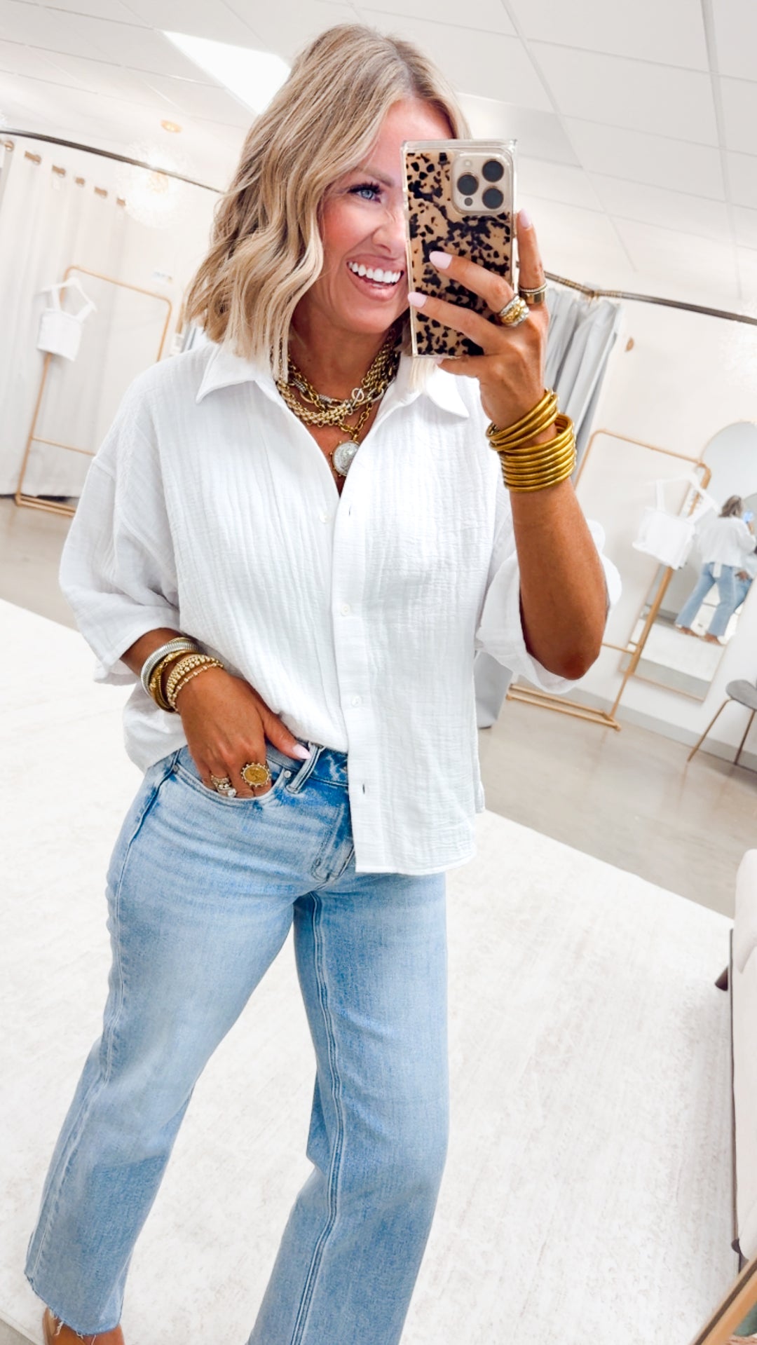 The Lankin Gauze Button Up Top