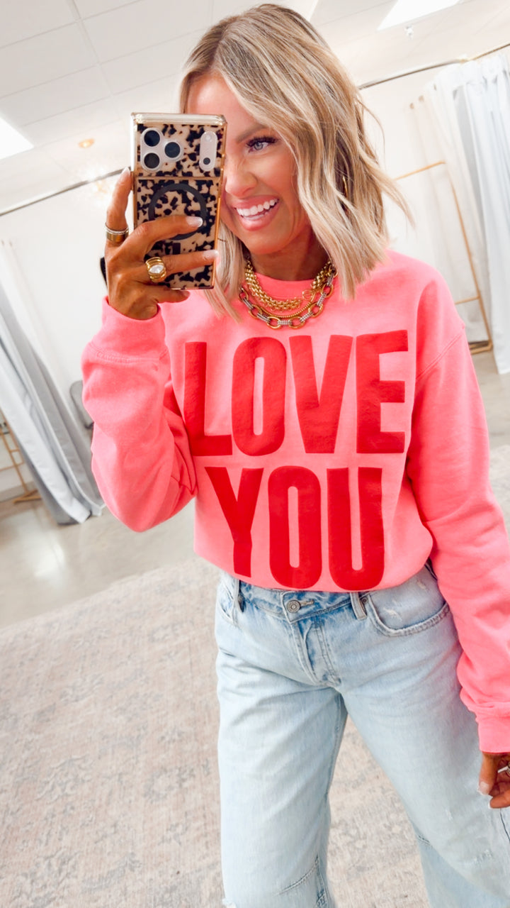 Pink Love You Puff Sweatshirt