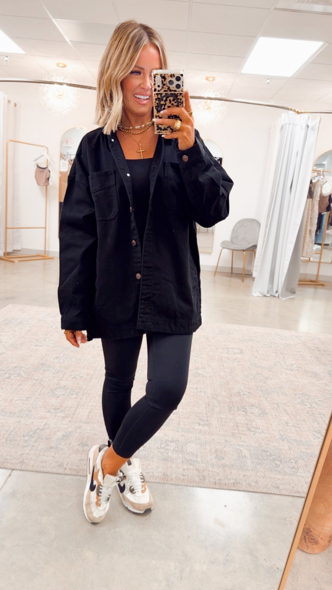 The Porter Oversized Shacket-Black