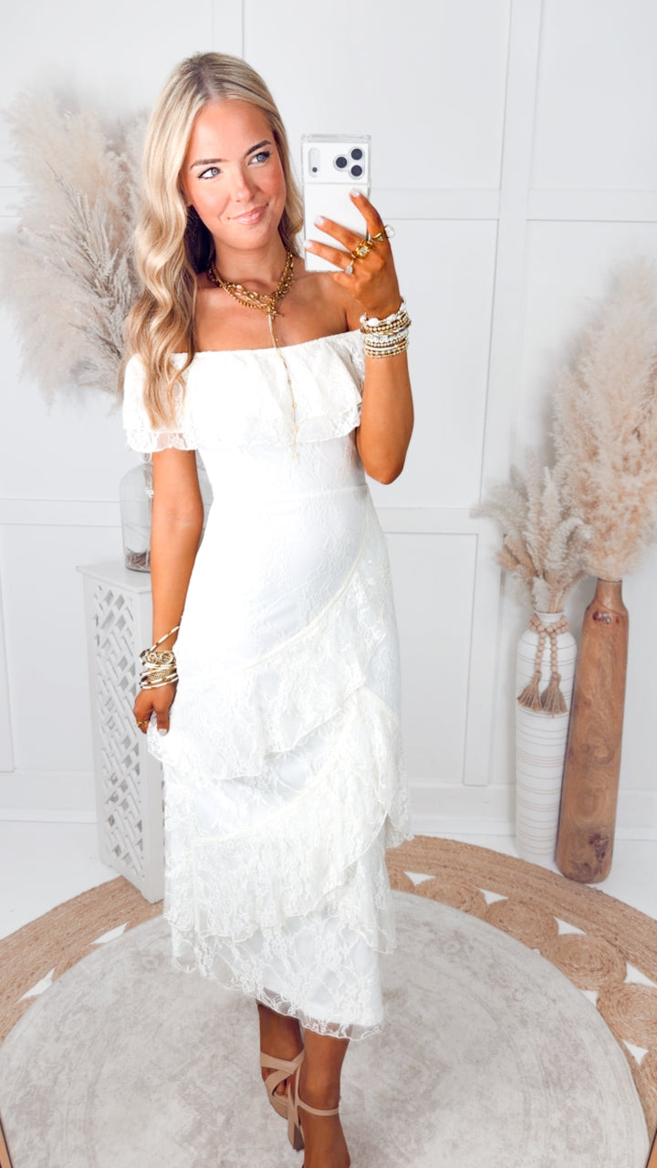 The Enchanted Lace Maxi Dress-Ivory