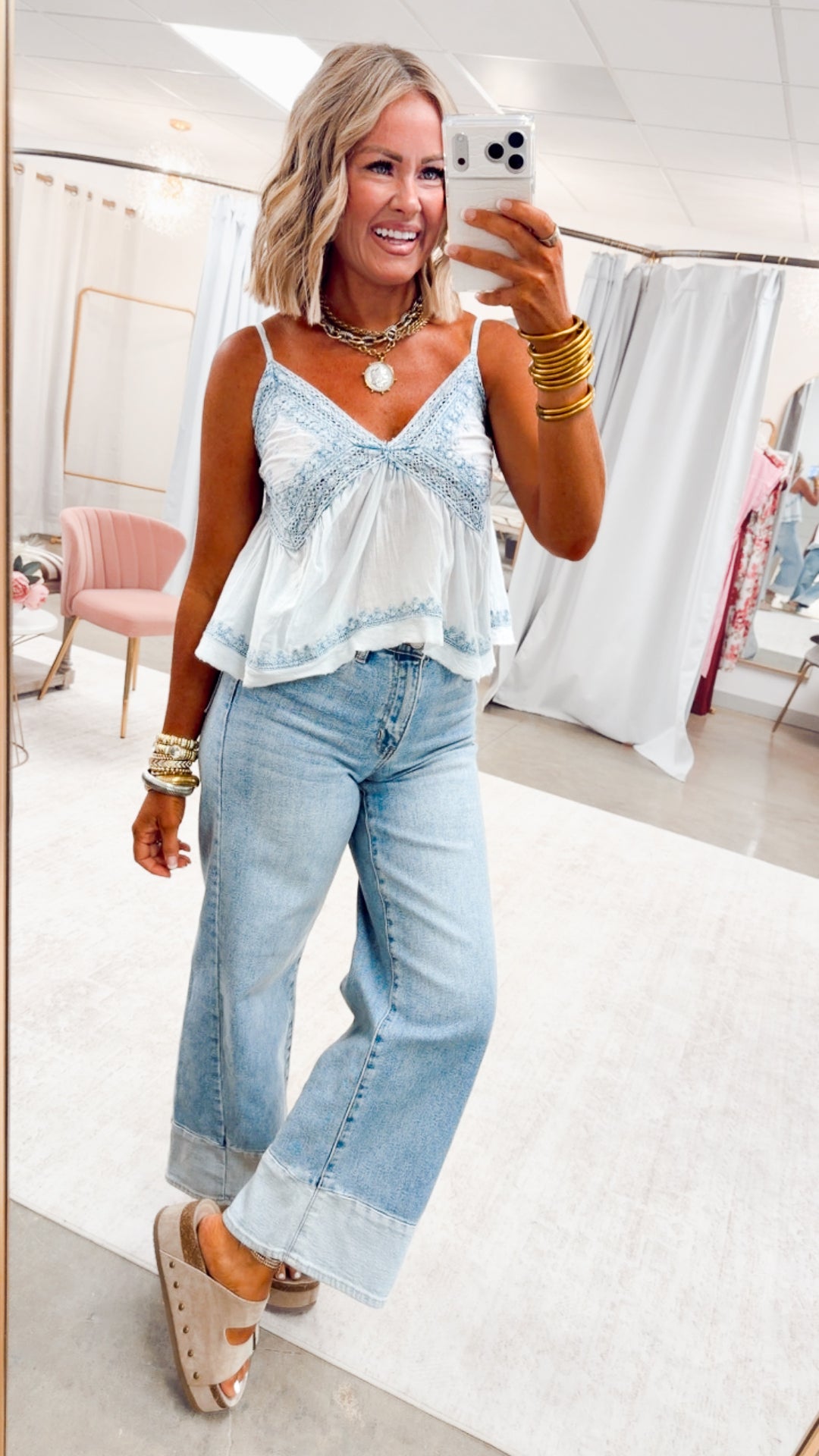 The Dusky Bloom Tank-Blue