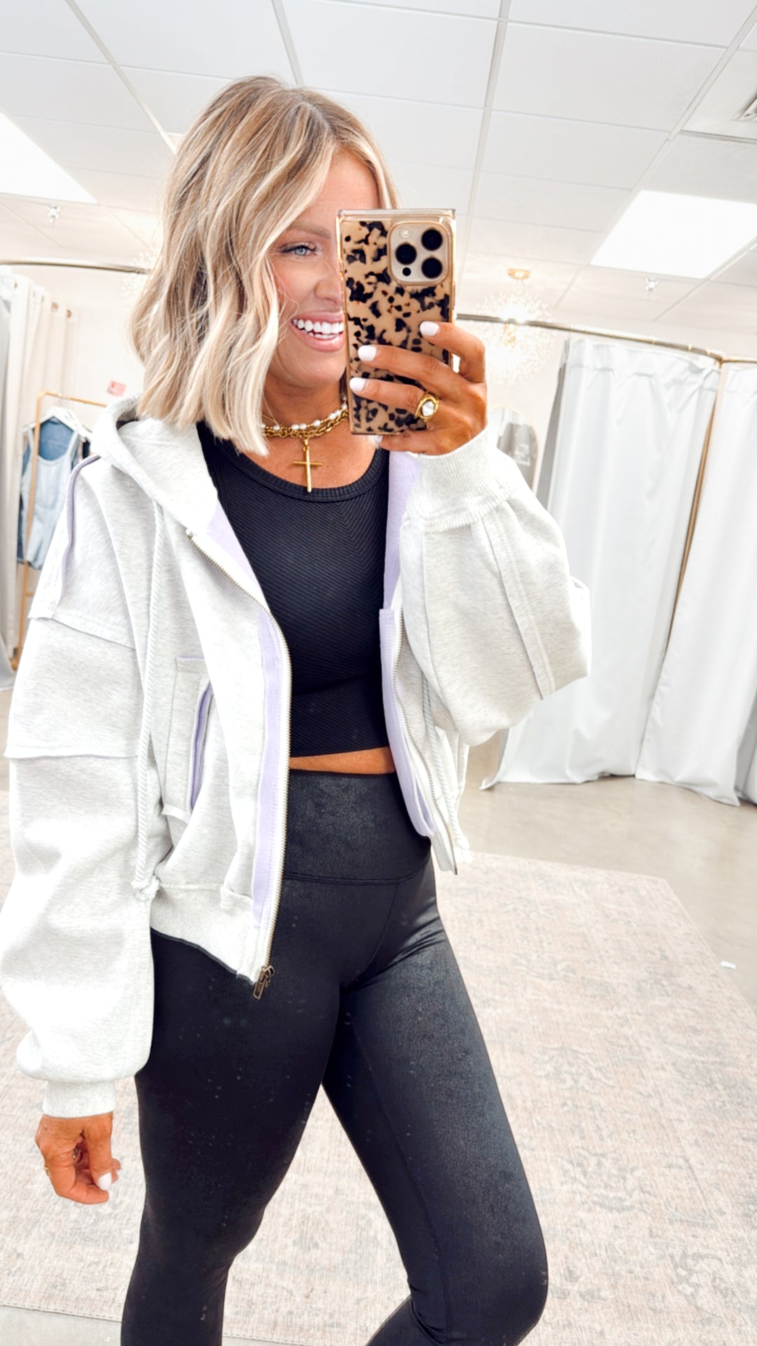 Lilac Seam Oversized Hoodie Jacket