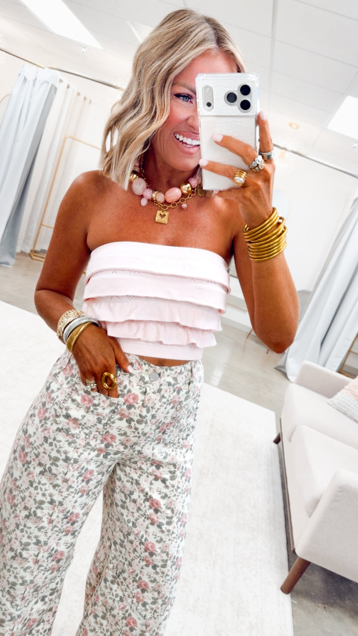 The Presley Stud Wide Leg Pants- Floral