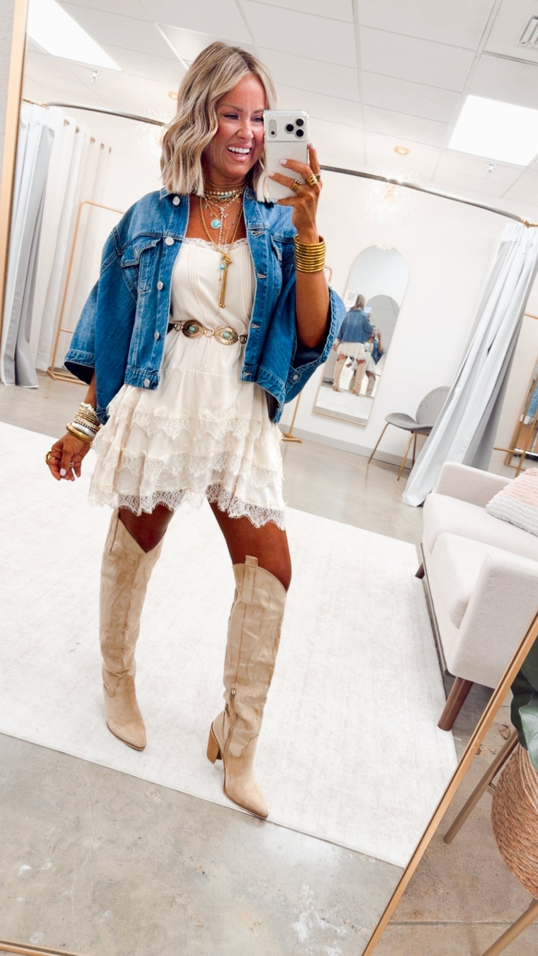 The Denim Drift Poncho Jacket-Medium