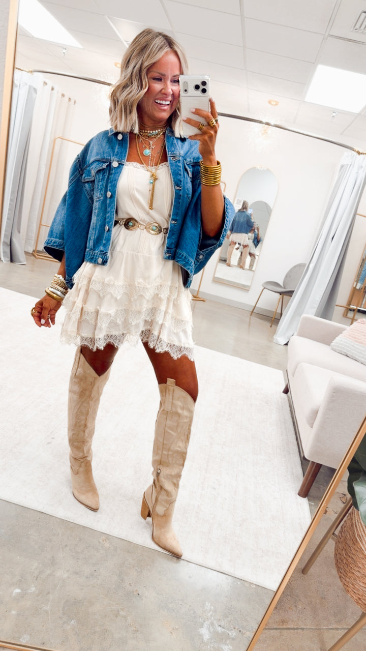 The Denim Drift Poncho Jacket-Medium