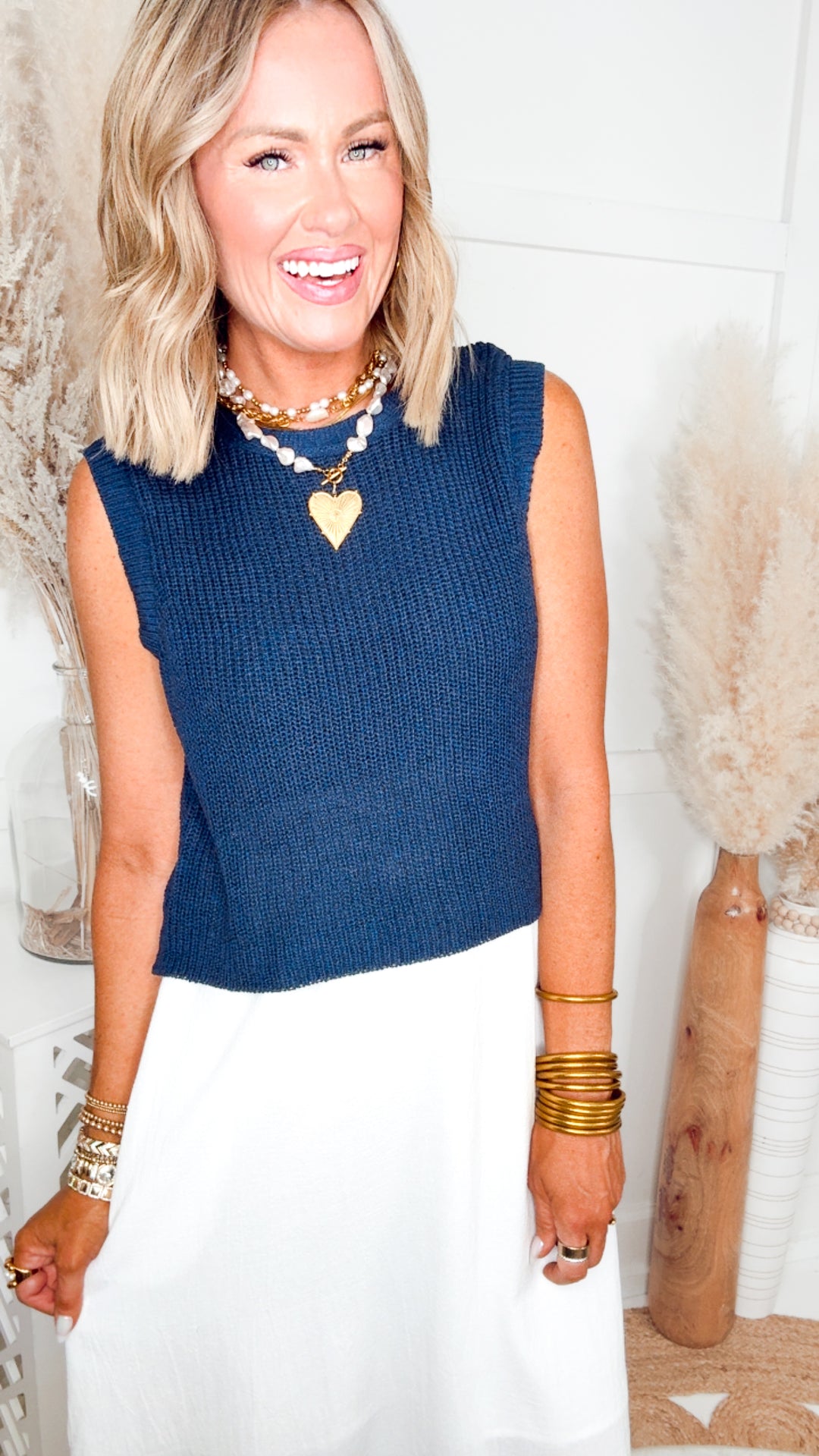 The Laurel Contrast Midi Dress-Navy